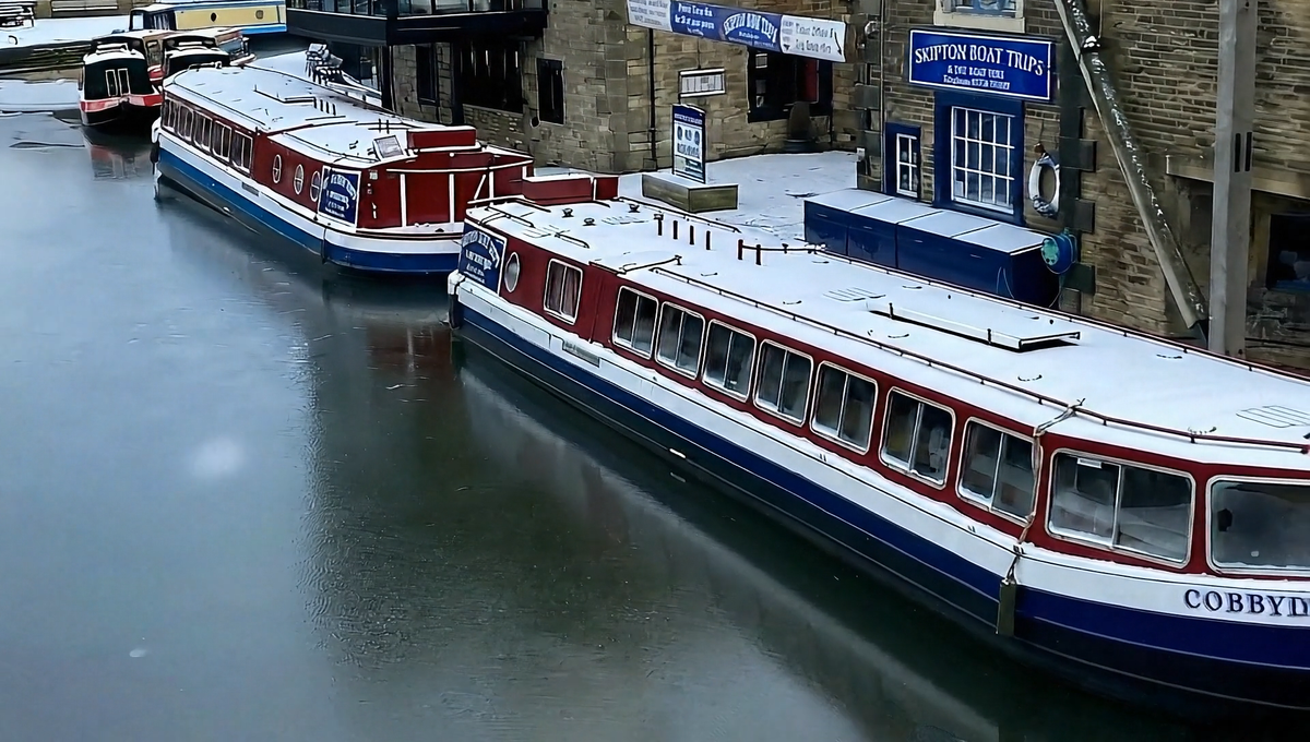 Ice skating on the canal in Skipton